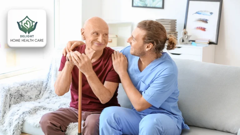 Caregiver providing Home care services in Edmonton for a senior.